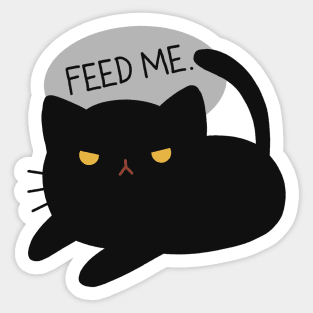 Cute Cat Design Feed Me | Kawaii Black Cat Illustration | Cat Lover Gift | By Atelier Serakara Sticker